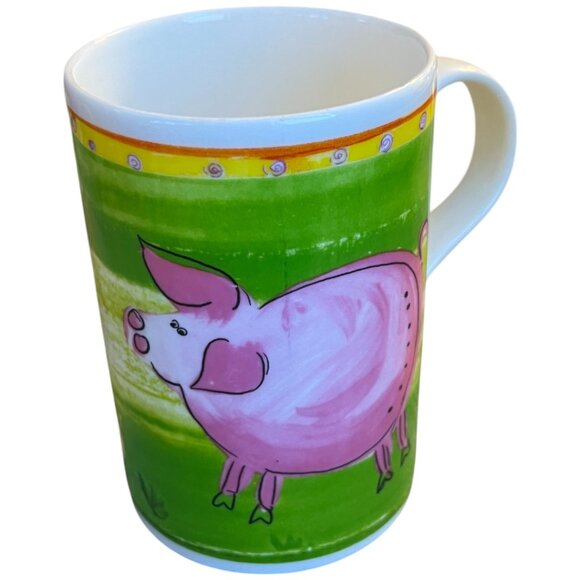 Vtg CHURCHILL Fine Bone China Porcelain Cups Farm Animals Hen Pig Cow Duck 4" T - Picture 3 of 16